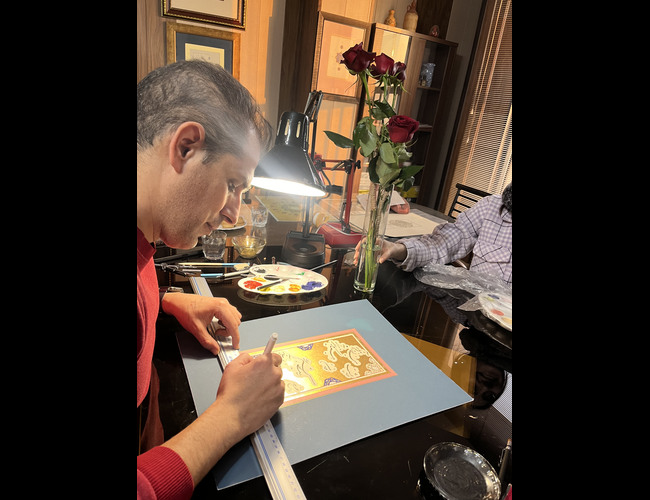 آموزش تذهیب و نگارنگری با استاد آرش مرآتی،خانم فرشادنیا